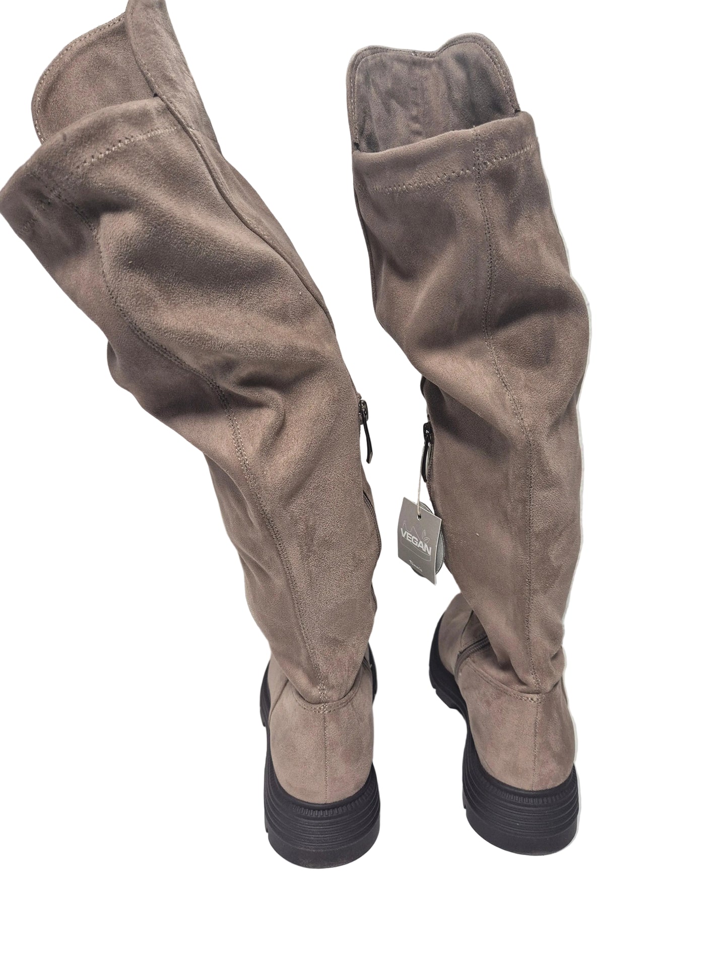 Tamaris Plateaustiefel Overknee, taupe, Gr. 37