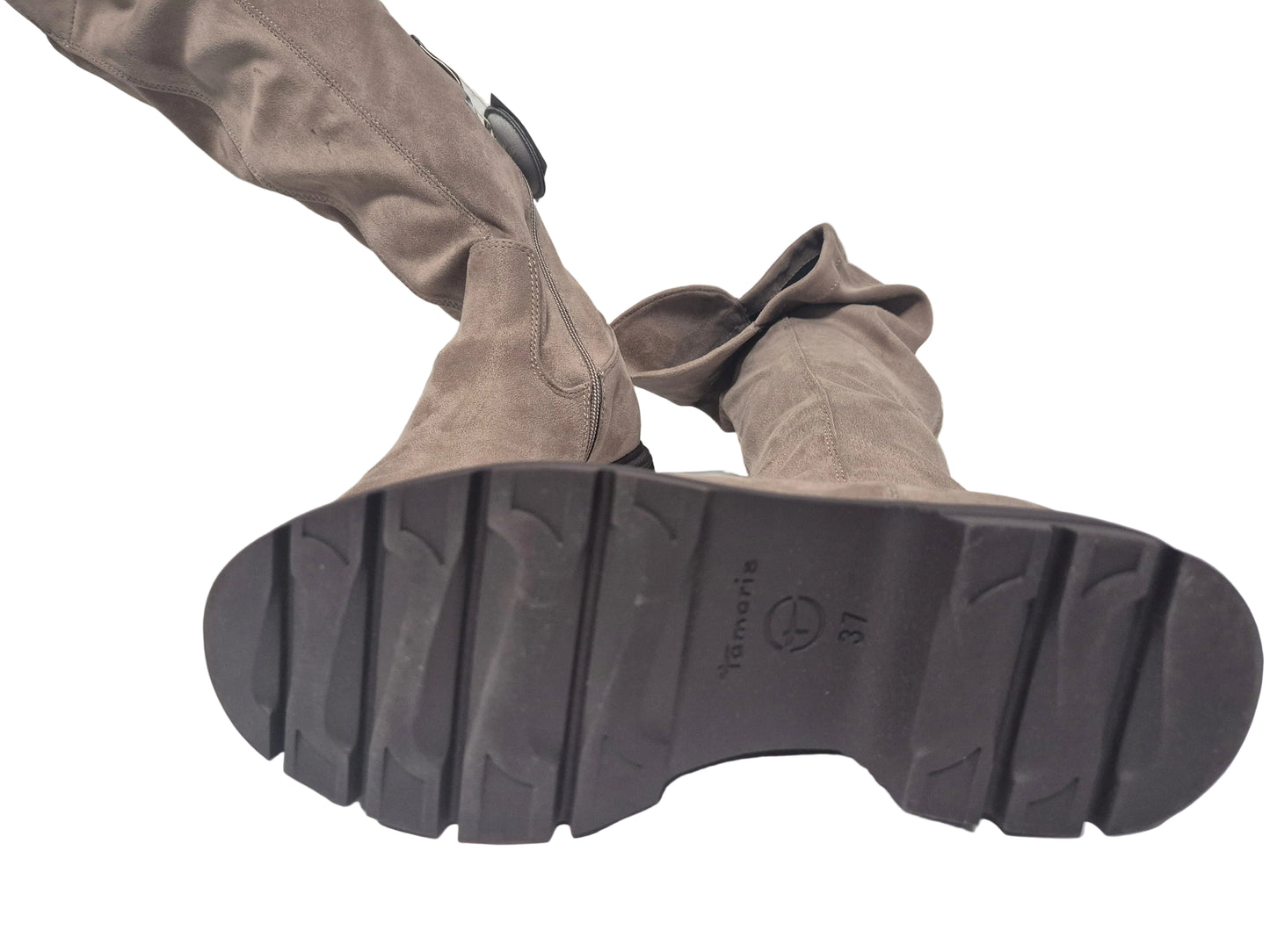Tamaris Plateaustiefel Overknee, taupe, Gr. 37