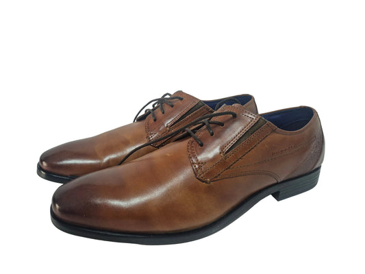 Bugatti Schnürschuh mit Lederinnensohle, cognac braun, Gr. 46