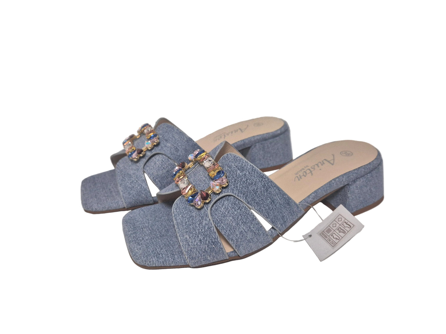 NEU! Aniston Shoes Pantolette Absatzschuh, hellblau, Gr. 36