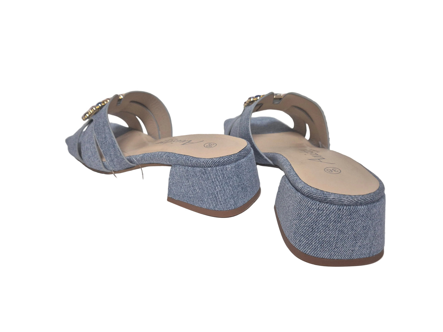 NEU! Aniston Shoes Pantolette Absatzschuh, hellblau, Gr. 36