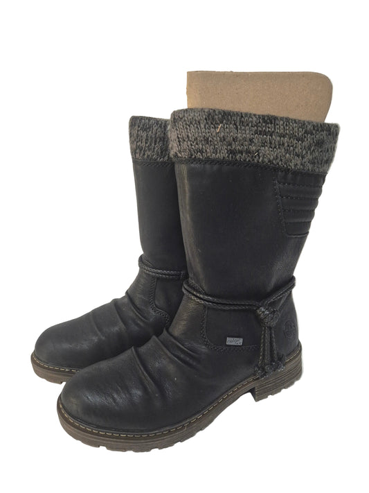 NEU! Rieker Winterstiefel mit gestricktem Schaftrand, schwarz, Gr. 38