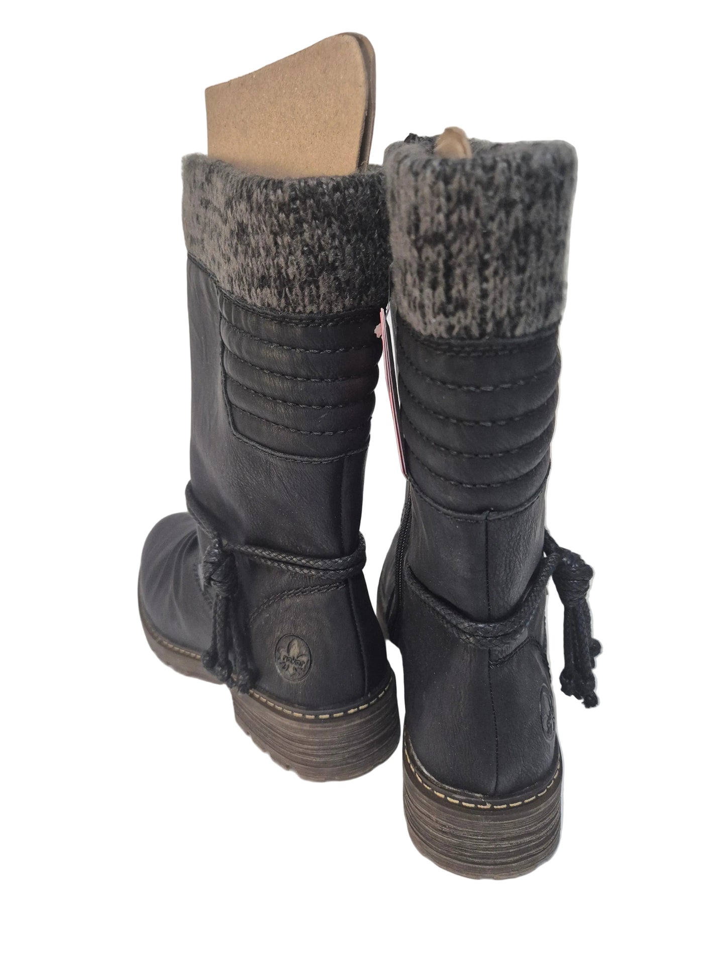 NEU! Rieker Winterstiefel mit gestricktem Schaftrand, schwarz, Gr. 38