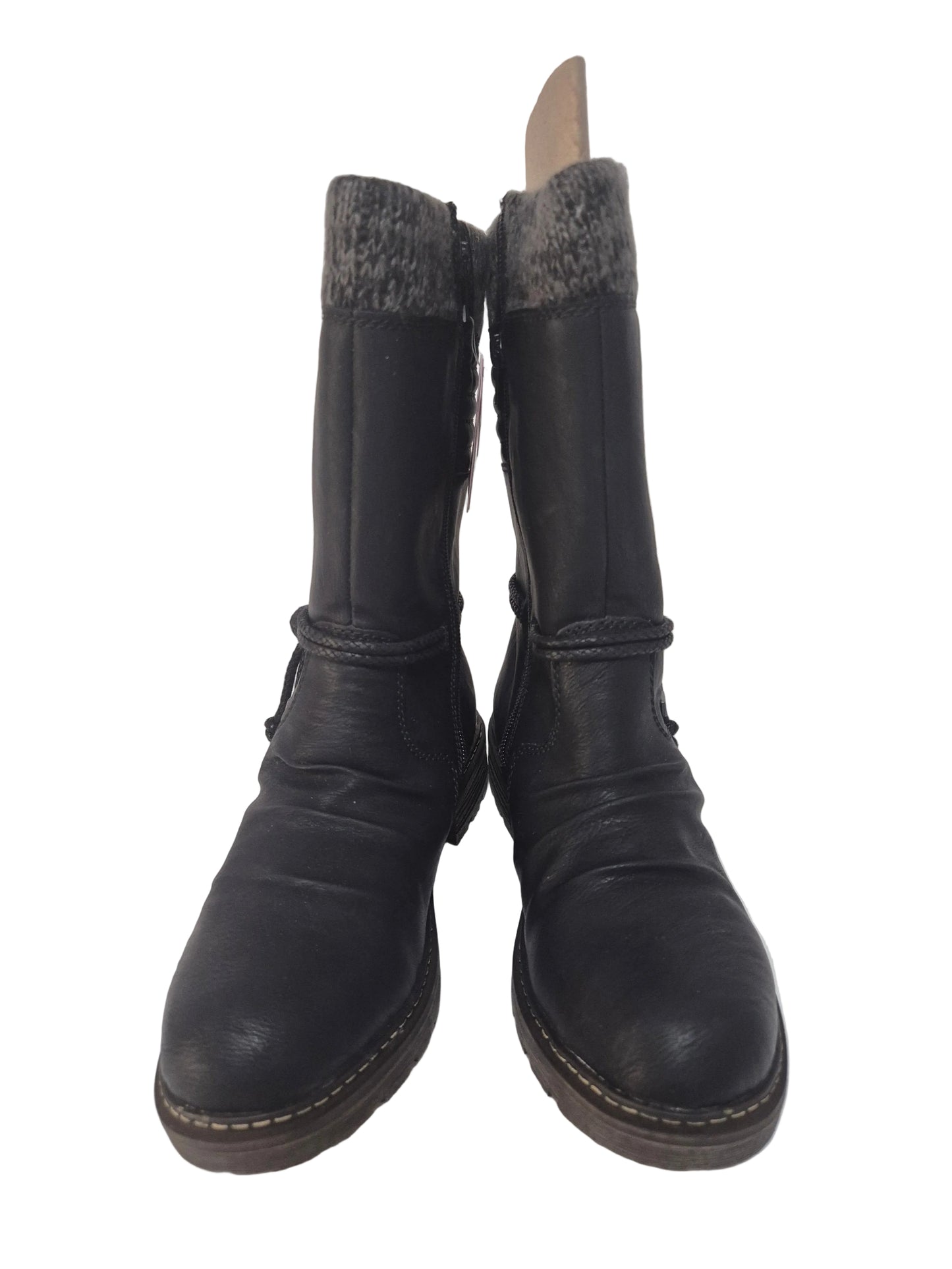 NEU! Rieker Winterstiefel mit gestricktem Schaftrand, schwarz, Gr. 38