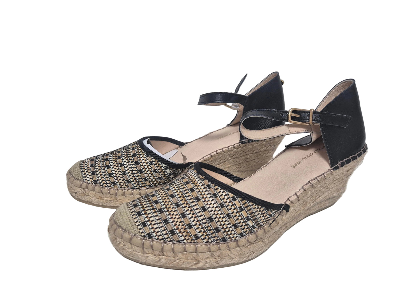 Fred Dela Bretoniere Wedges Keilsandalen Espadrilles, schwarz beige, Gr. 41