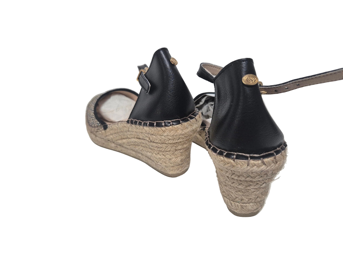 Fred Dela Bretoniere Wedges Keilsandalen Espadrilles, schwarz beige, Gr. 41