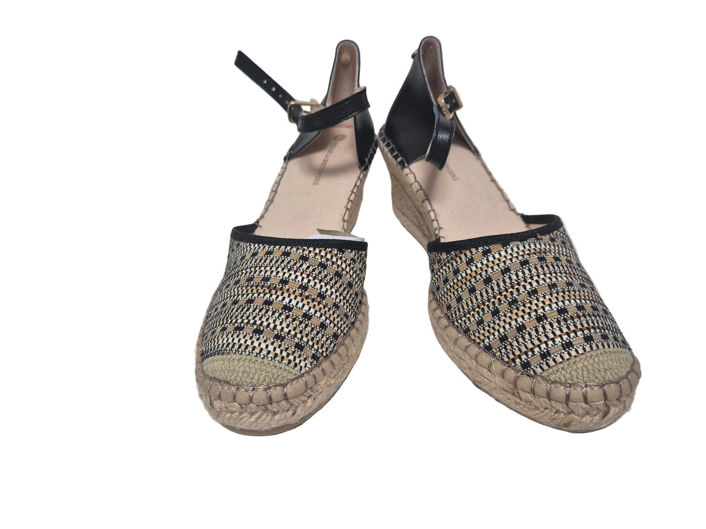 Fred Dela Bretoniere Wedges Keilsandalen Espadrilles, schwarz beige, Gr. 41