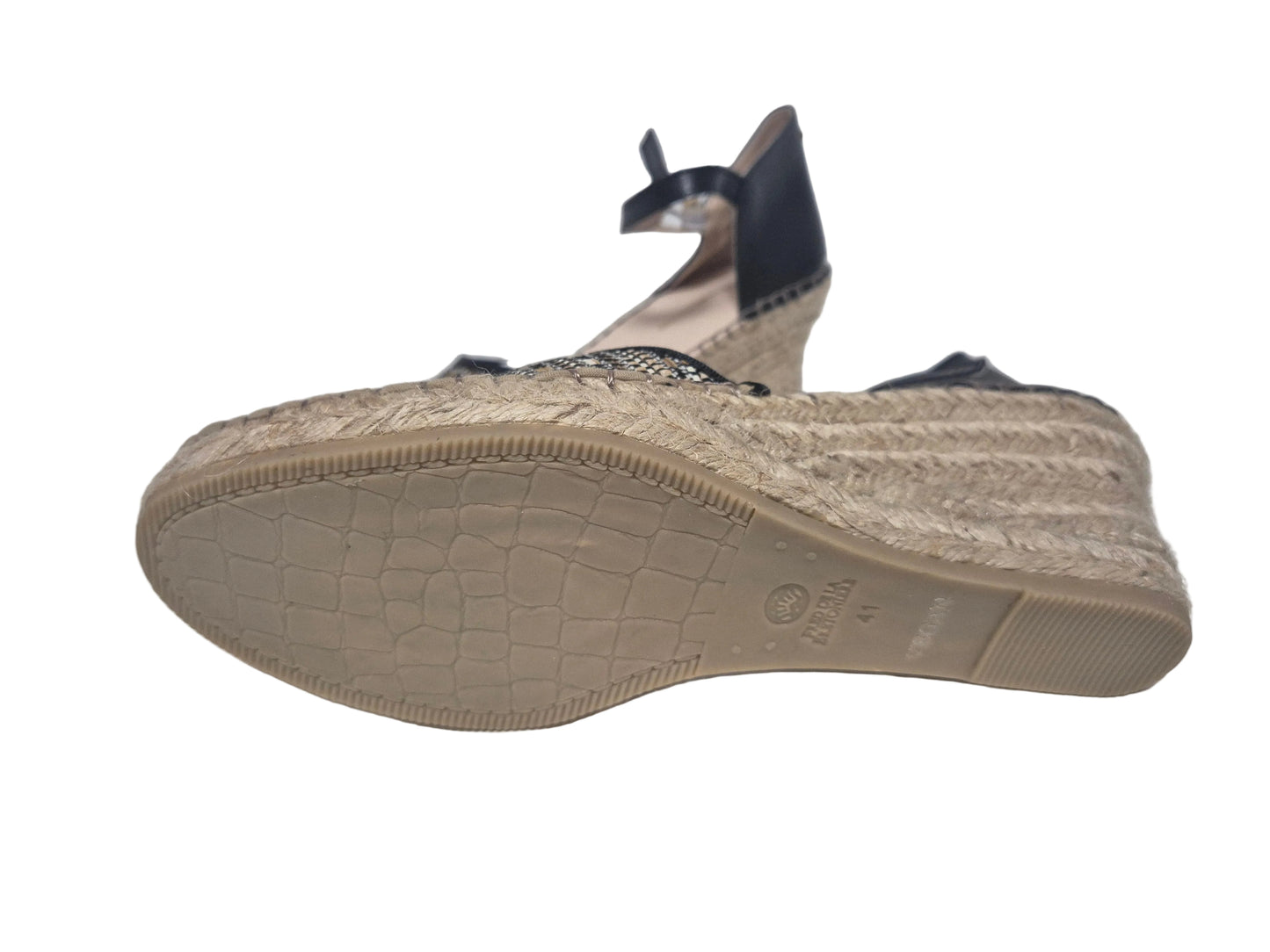 Fred Dela Bretoniere Wedges Keilsandalen Espadrilles, schwarz beige, Gr. 41