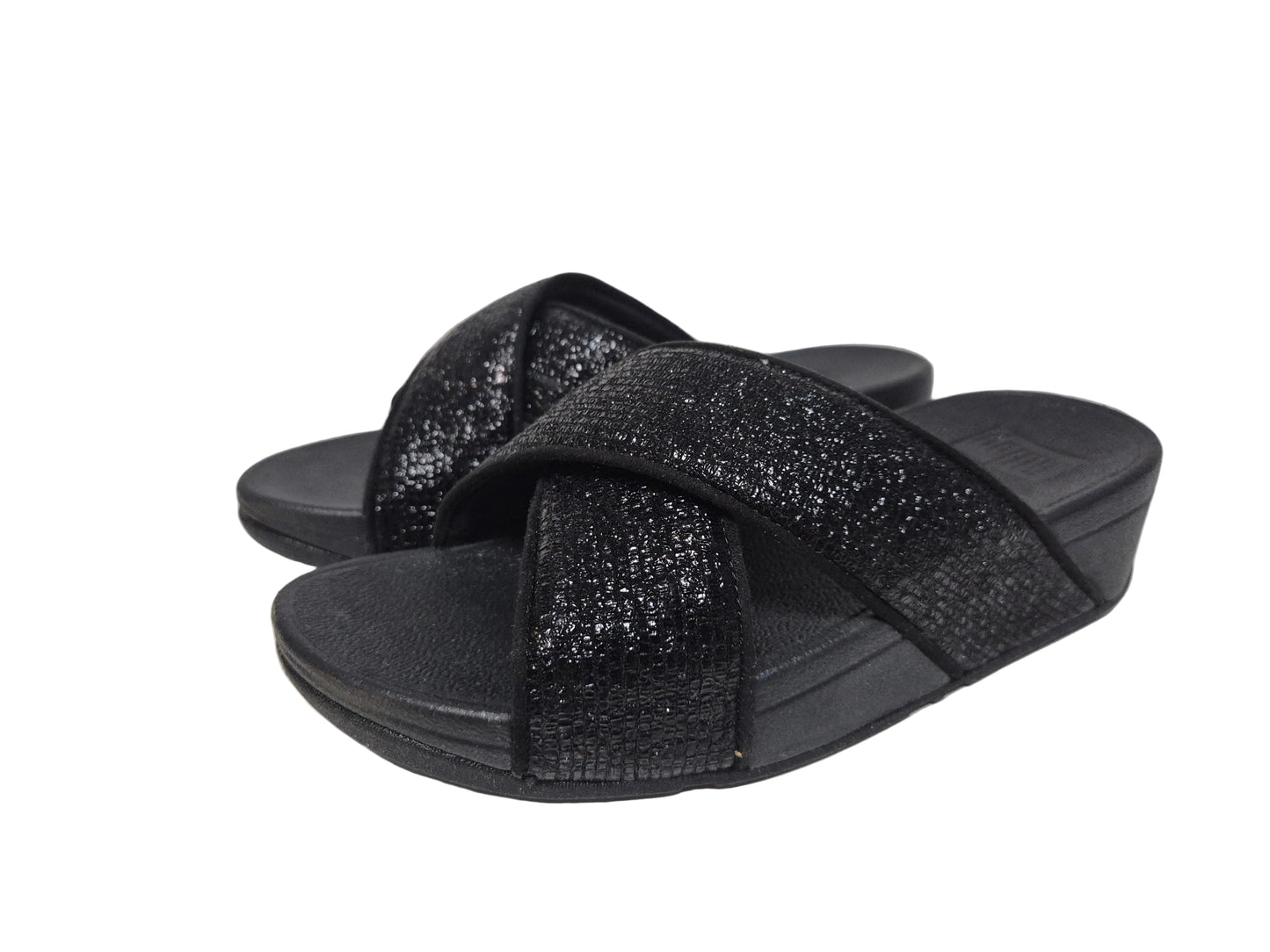 FitFlop Lulu Glitter Toe-Thongs Zehentrenner, schwarz, Gr. 37