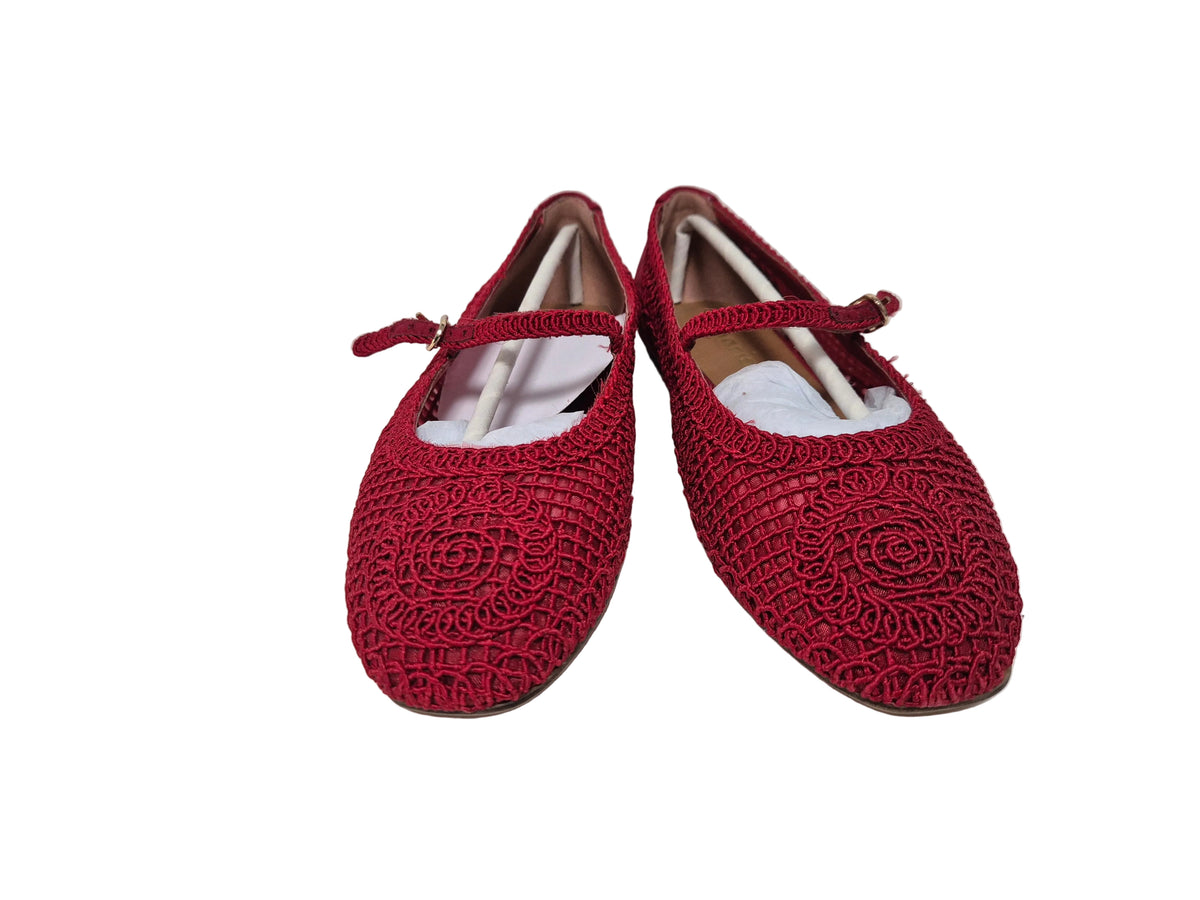 Tamaris Riemchenballerina, rot, Gr. 37