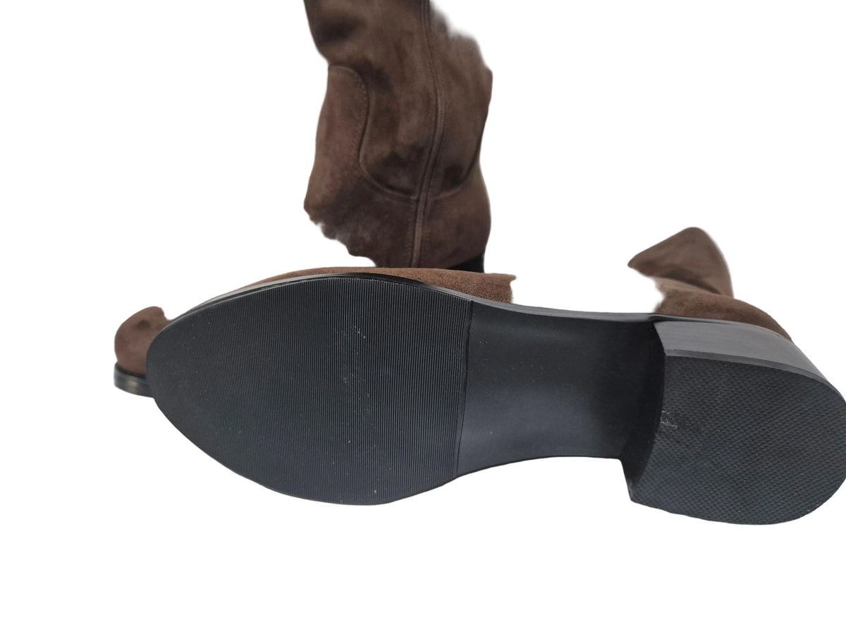 sheego Kurzstiefel Stiefeletten Cowboystiefel, braun, Gr. 40 XL