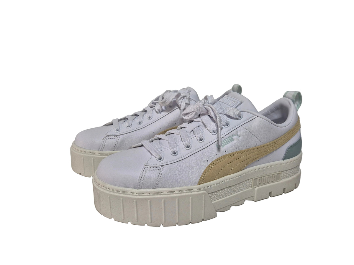 Puma Mayze Lth Wns Plateausneaker, weiß-beige, Gr. 42