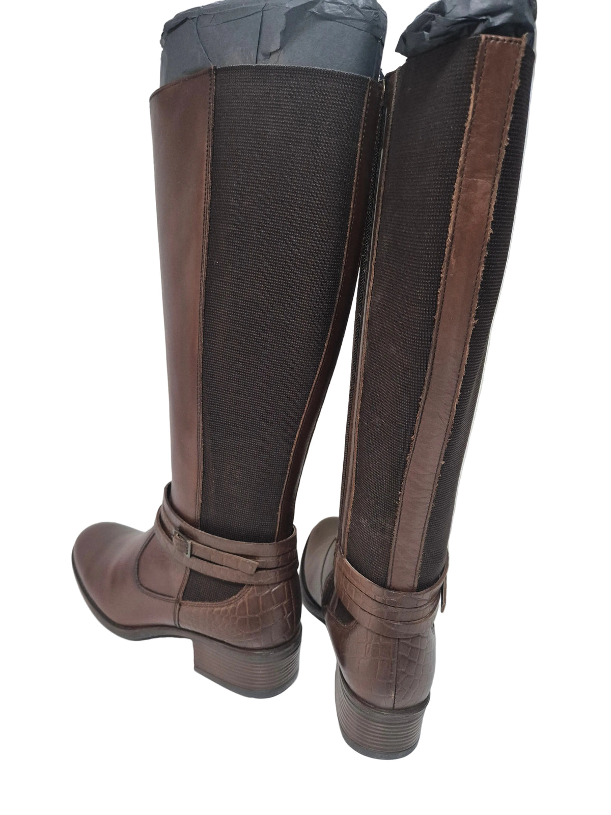 sheego Wadenhohe Weitschaftstiefel aus Leder, braun, Gr. 37 XL