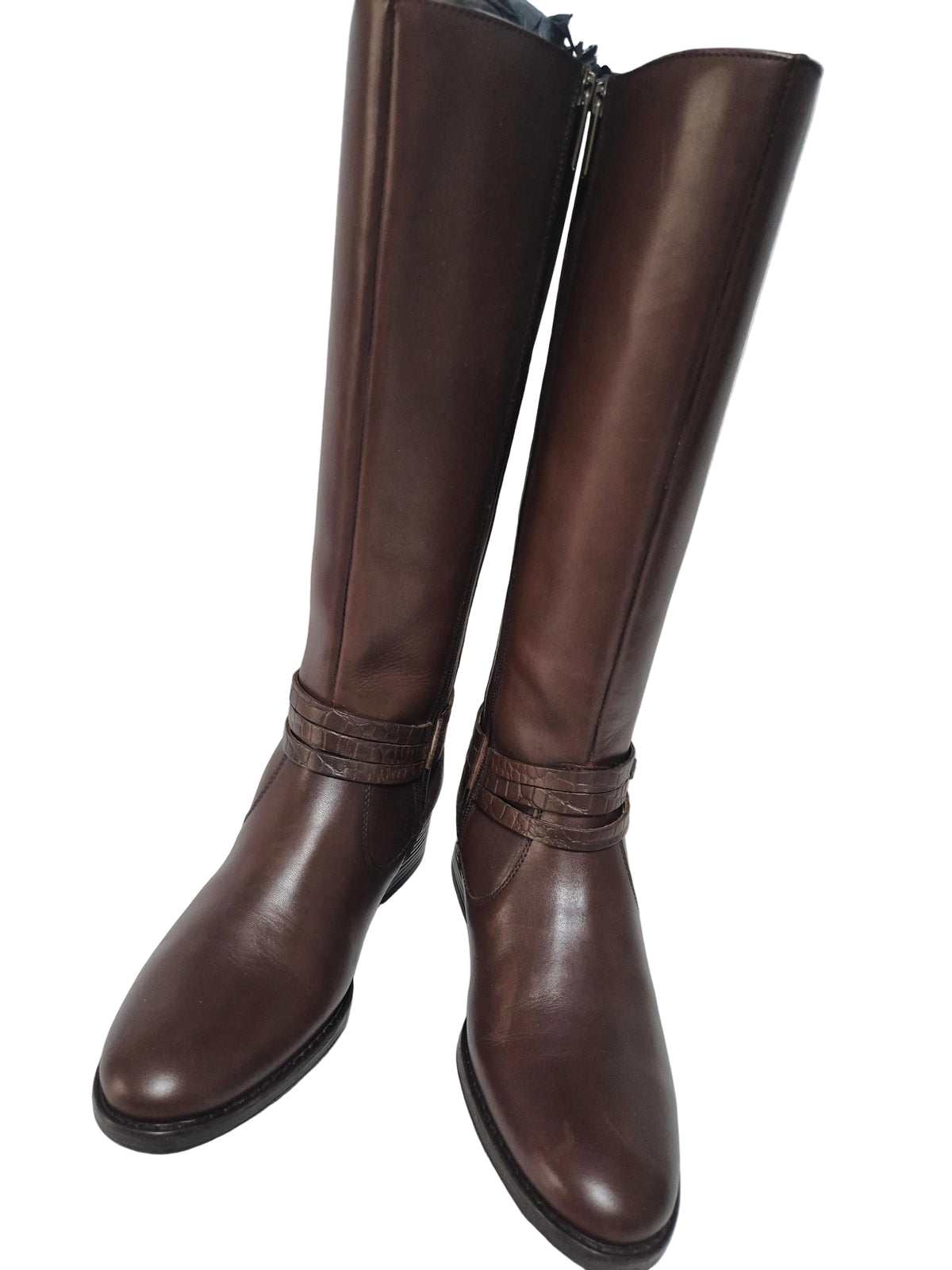 sheego Wadenhohe Weitschaftstiefel aus Leder, braun, Gr. 37 XL