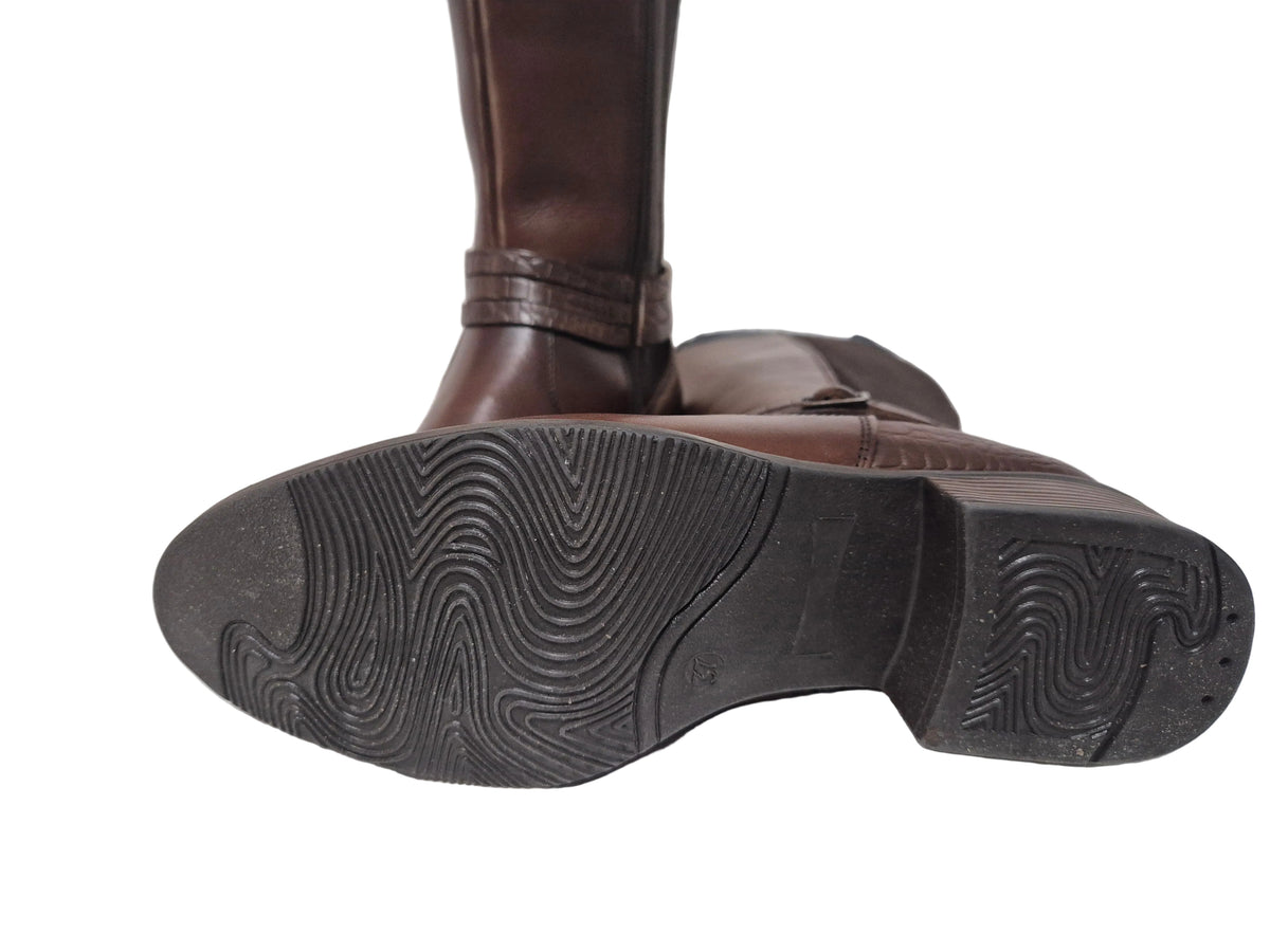 sheego Wadenhohe Weitschaftstiefel aus Leder, braun, Gr. 37 XL