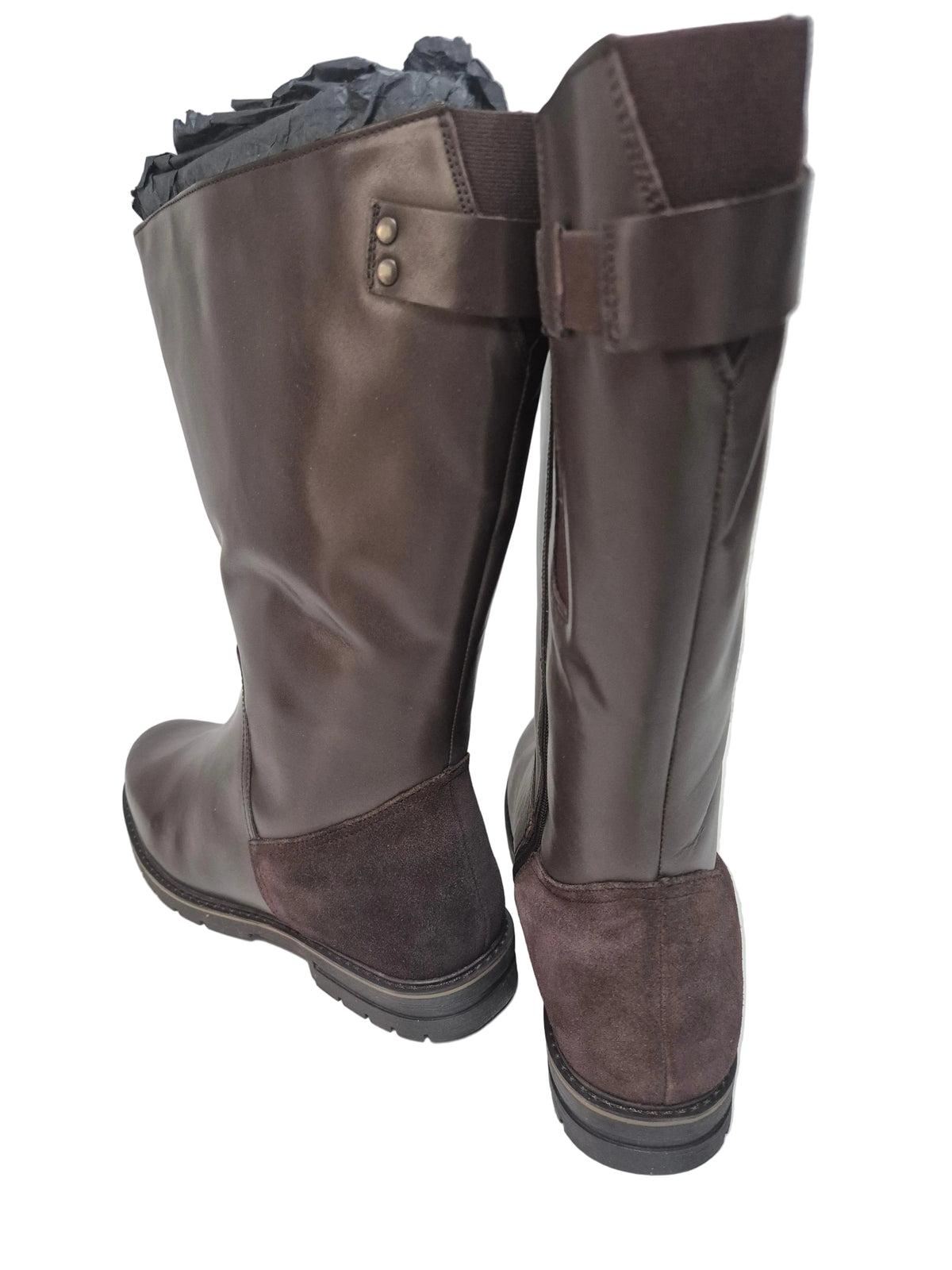 sheego Wadenhohe Weitschaftstiefel aus Leder, schoko, Gr. 42 XXL