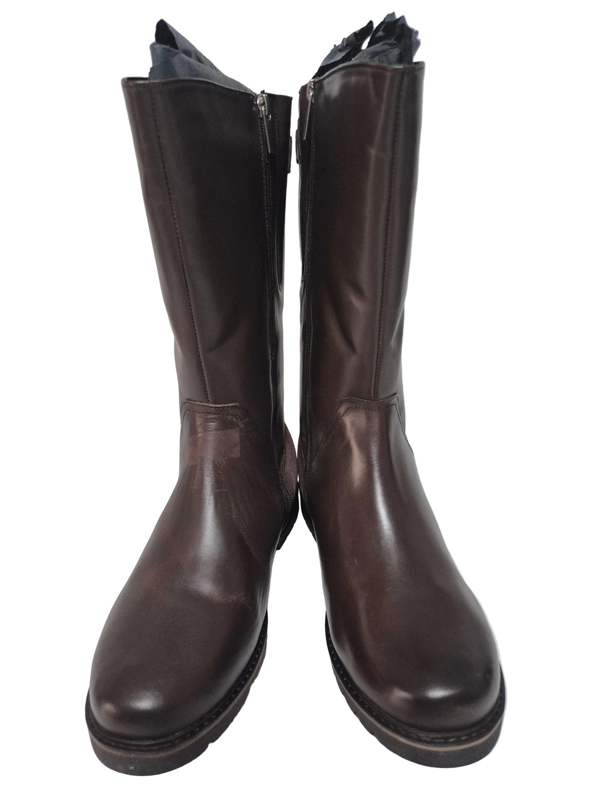 sheego Wadenhohe Weitschaftstiefel aus Leder, schoko, Gr. 42 XXL