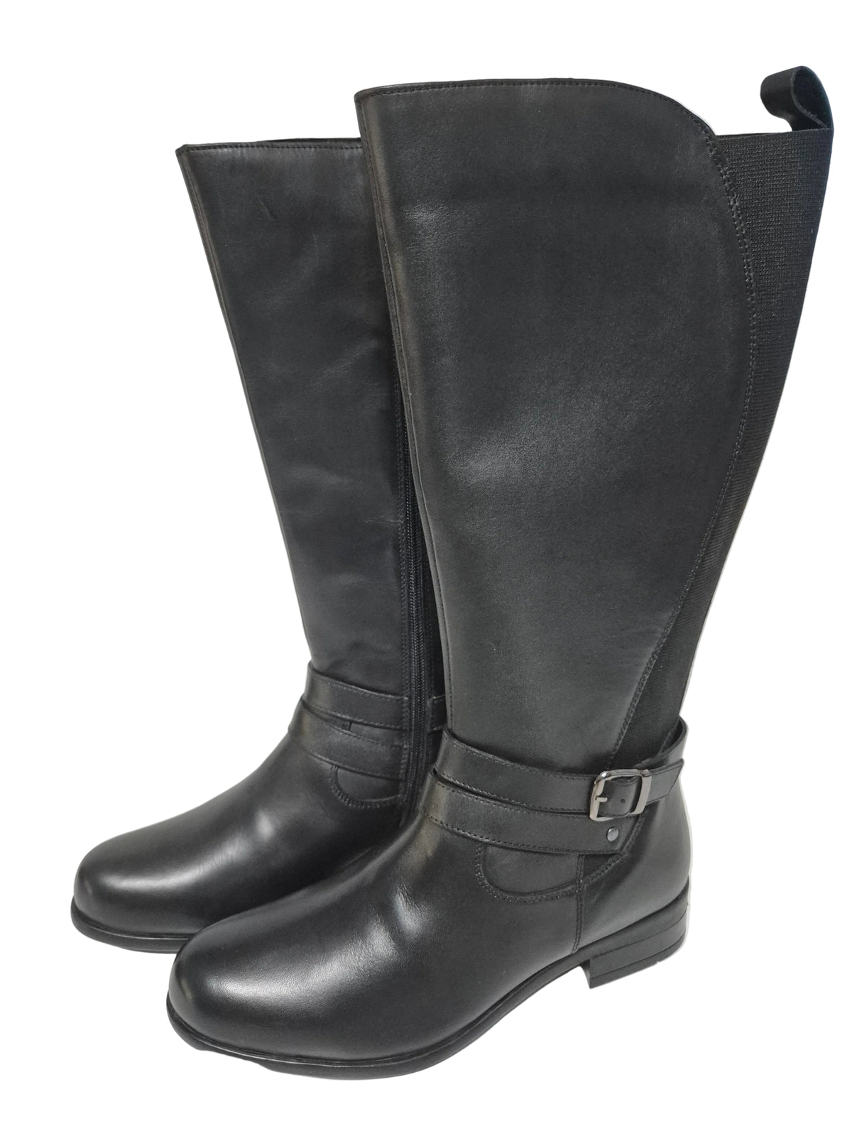 sheego Wadenhohe Weitschaftstiefel aus Leder, schwarz, Gr. 40 XL