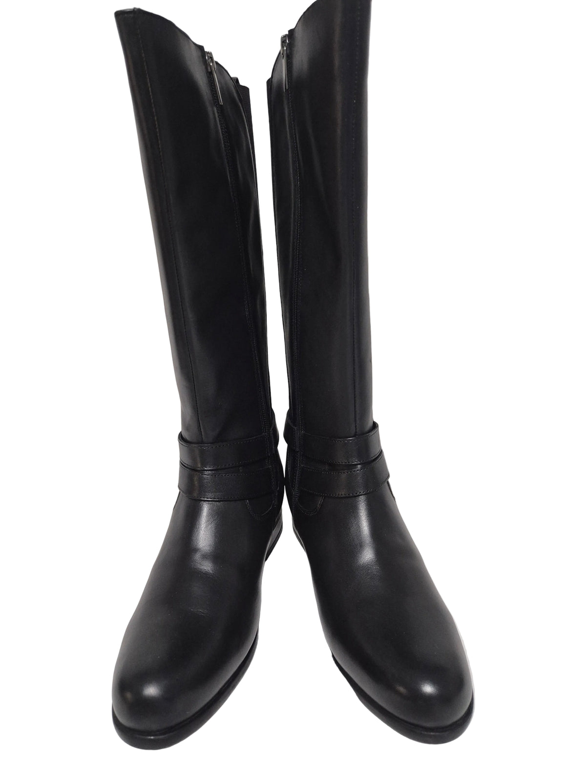 sheego Wadenhohe Weitschaftstiefel aus Leder, schwarz, Gr. 40 XL