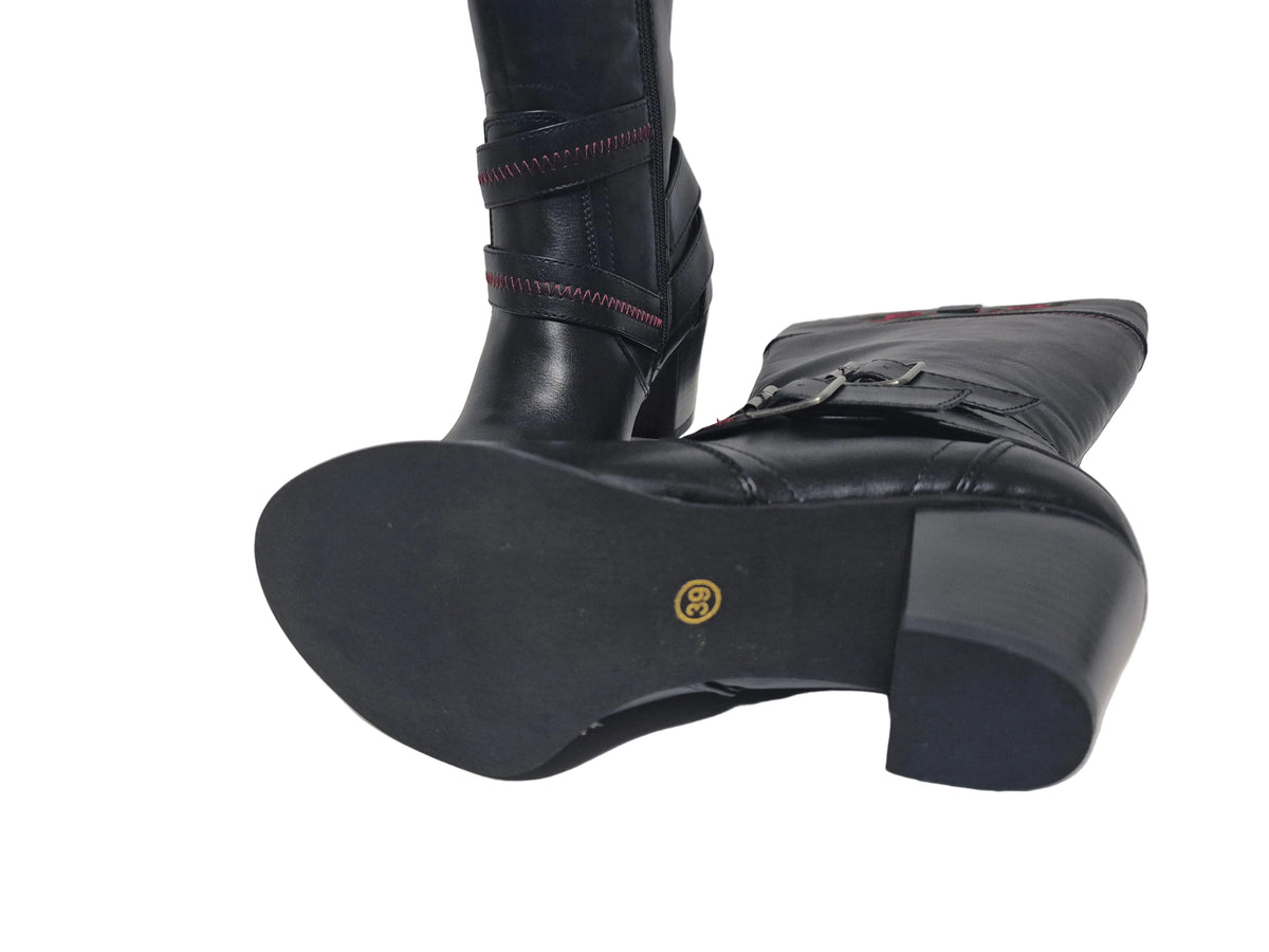 sheego by Joe Browns wadenhohe Stiefel Cowboystiefel, schwarz, Gr. 39 XXL