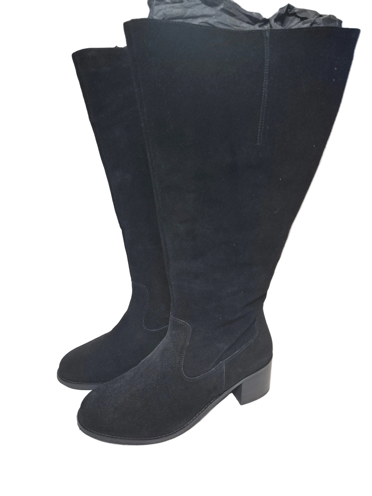 sheego Wadenhohe Weitschaftstiefel aus Leder, schwarz, Gr. 40 XXL