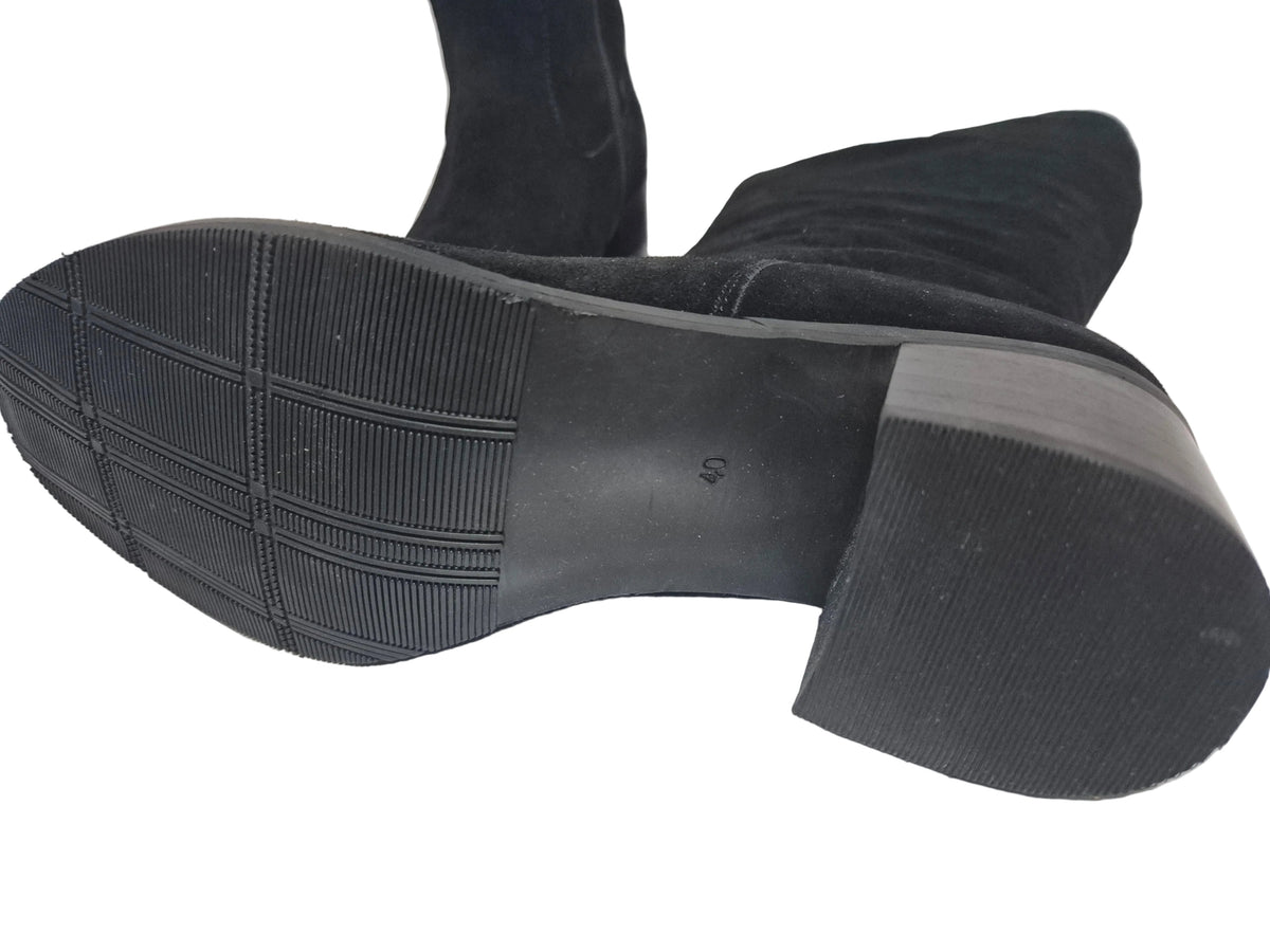 sheego Wadenhohe Weitschaftstiefel aus Leder, schwarz, Gr. 40 XXL