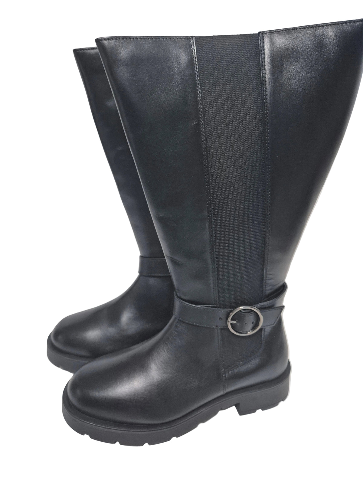 sheego Wadenhohe Weitschaftstiefel aus Leder, schwarz, Gr. 40 XXL