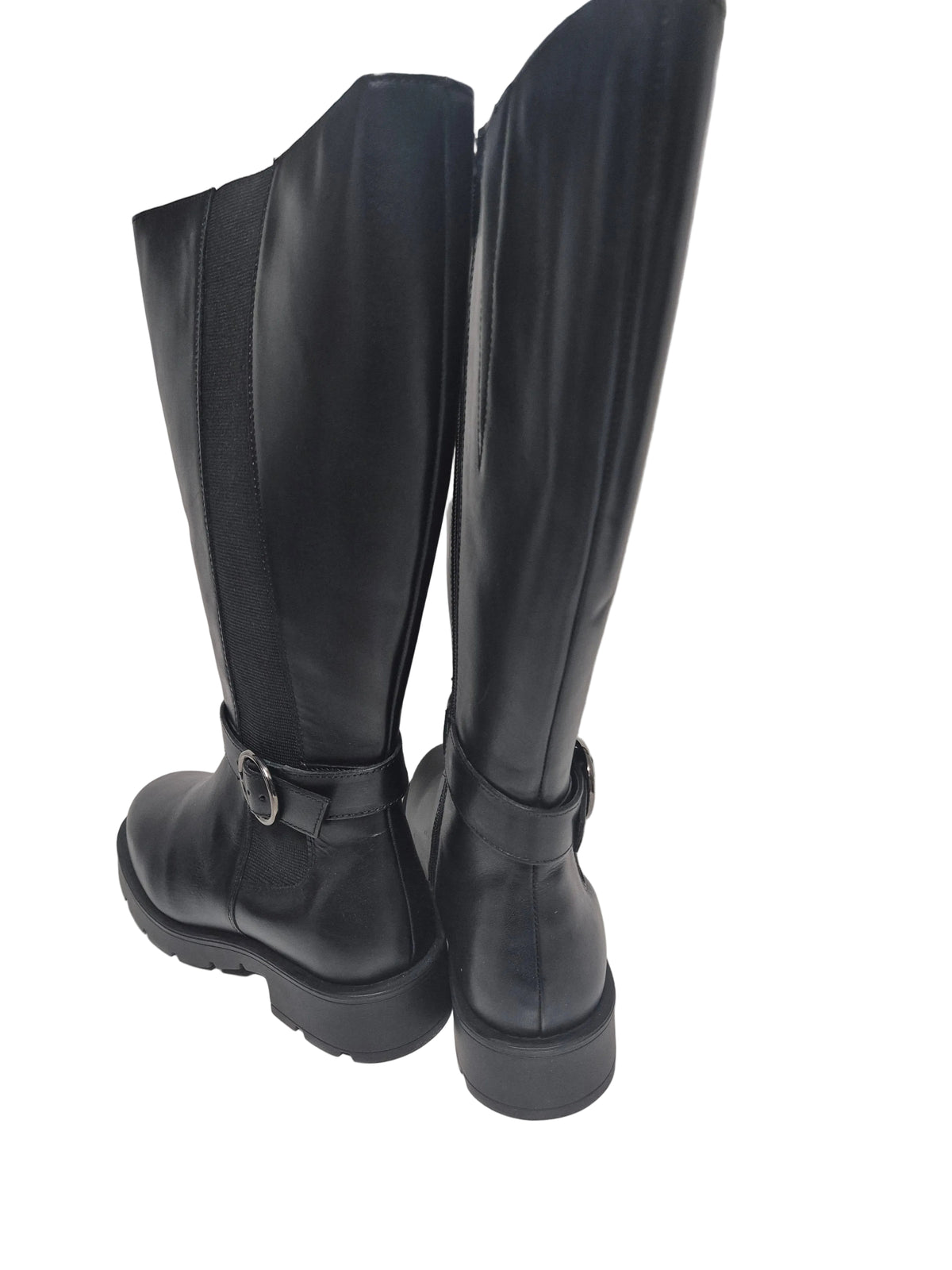 sheego Wadenhohe Weitschaftstiefel aus Leder, schwarz, Gr. 40 XXL