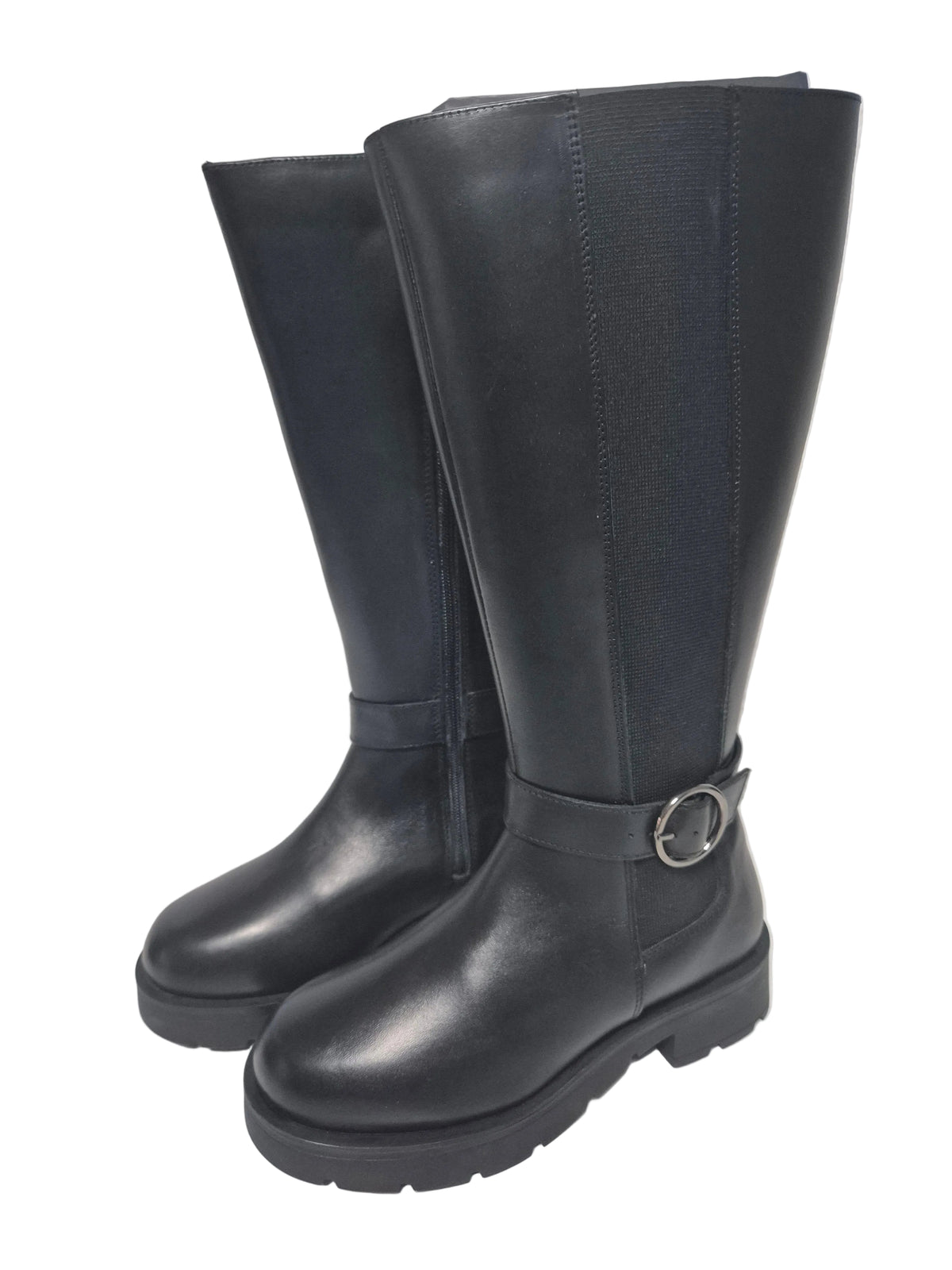 sheego Wadenhohe Weitschaftstiefel aus Leder schwarz Gr. 37 XL