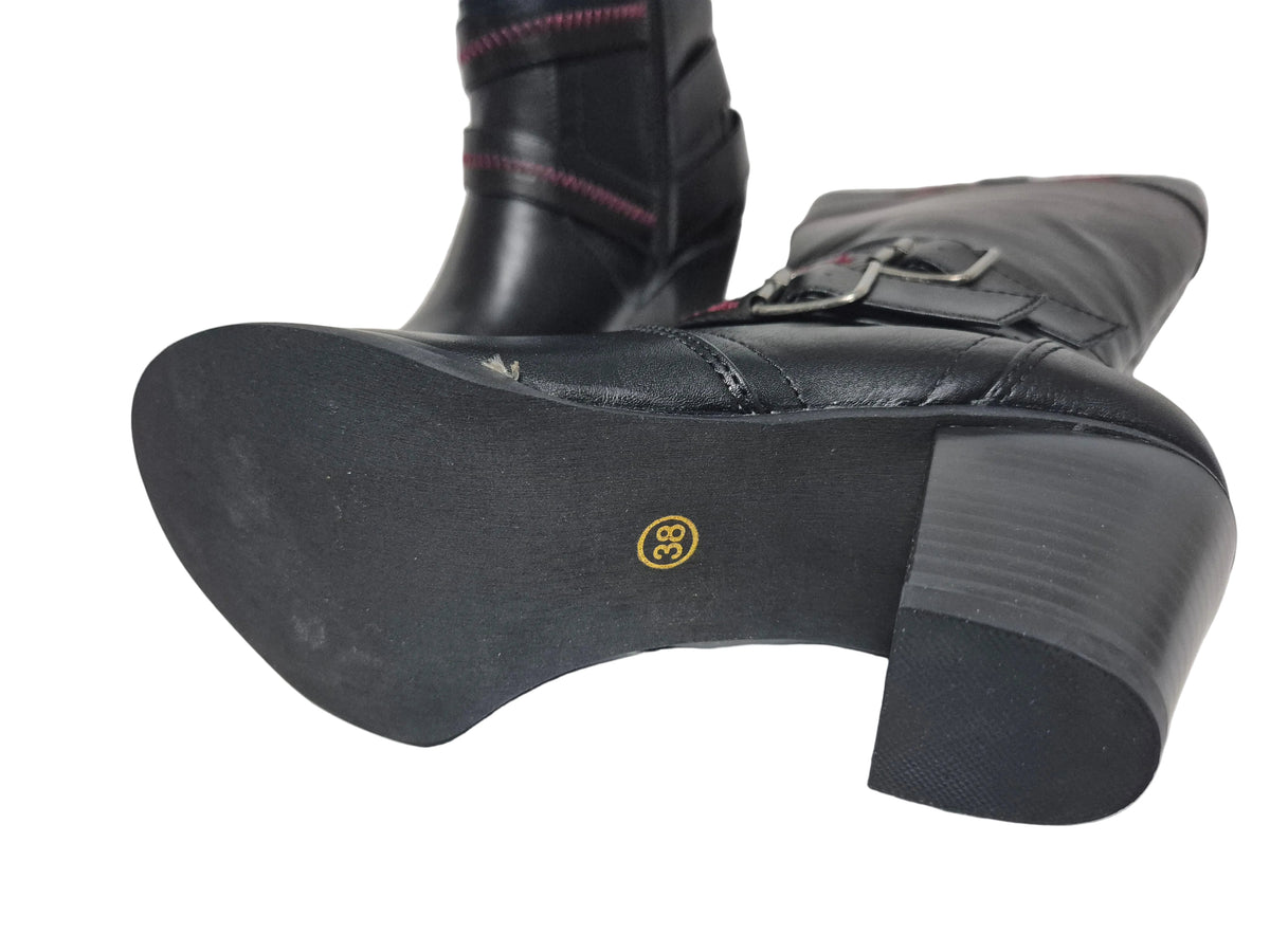 sheego by Joe Browns wadenhohe Stiefel Cowboystiefel, schwarz, Gr. 38 XL