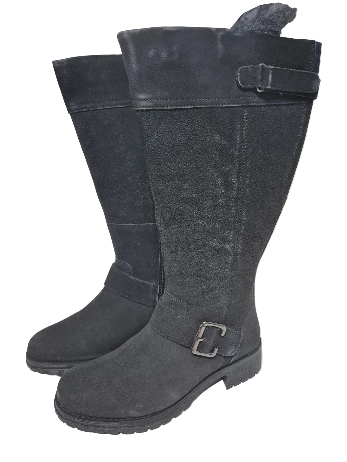 sheego Wadenhohe Weitschaftstiefel aus Leder, schwarz, Gr. 40 XXL