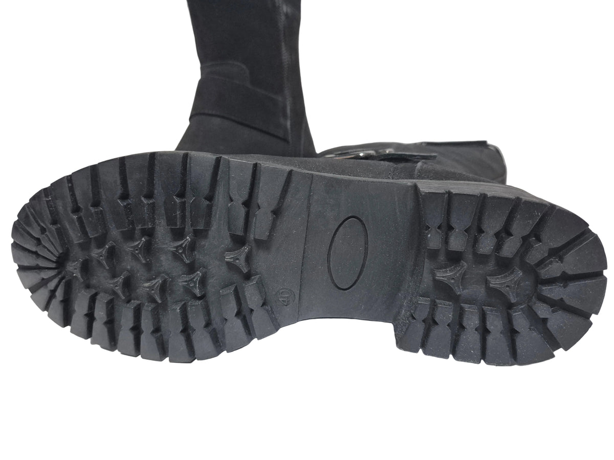 sheego Wadenhohe Weitschaftstiefel aus Leder, schwarz, Gr. 40 XXL