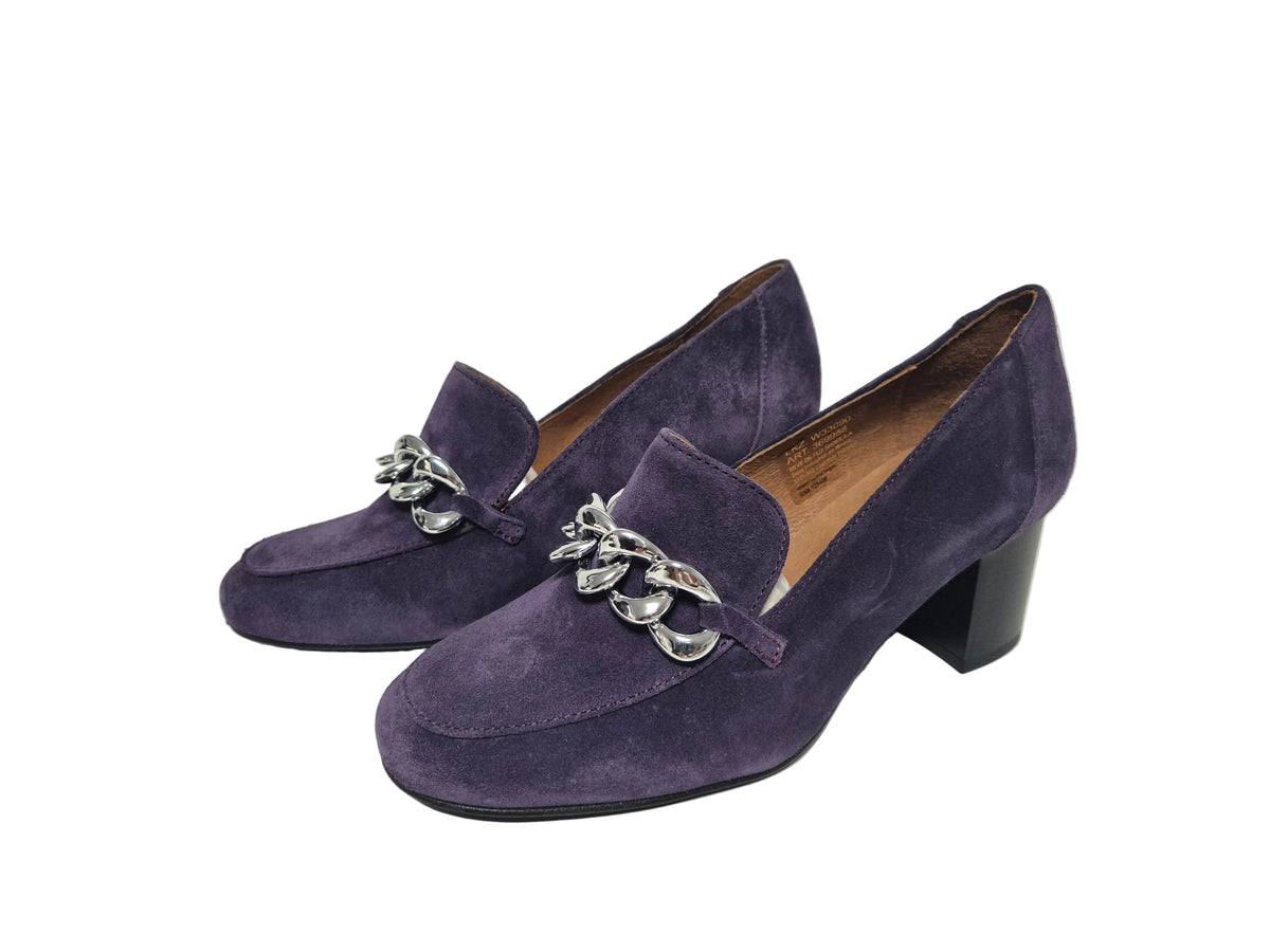 Heine Pumps Schuhe Veloursleder Blockabsatz, lila, Gr. 36