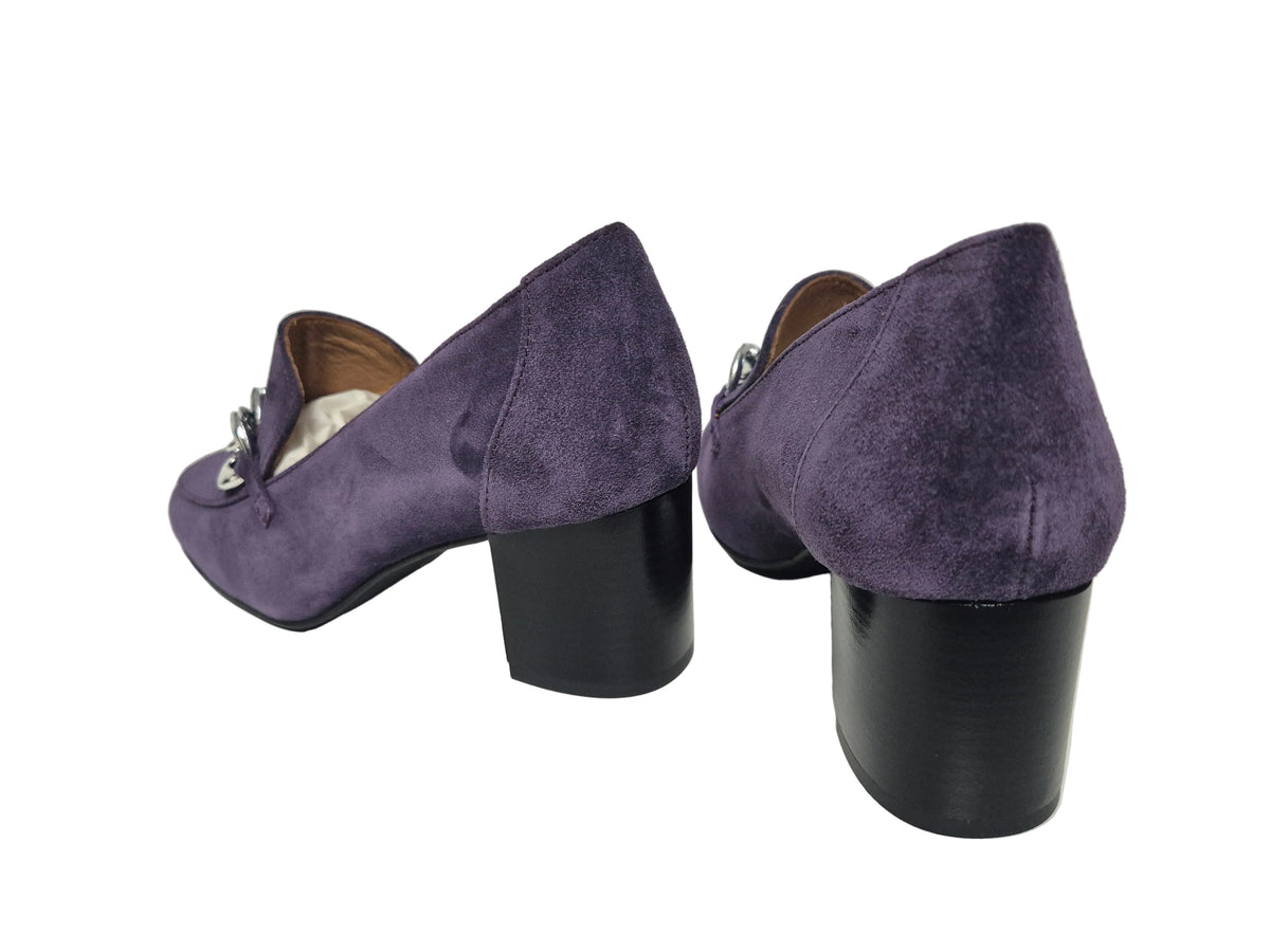 Heine Pumps Schuhe Veloursleder Blockabsatz, lila, Gr. 36