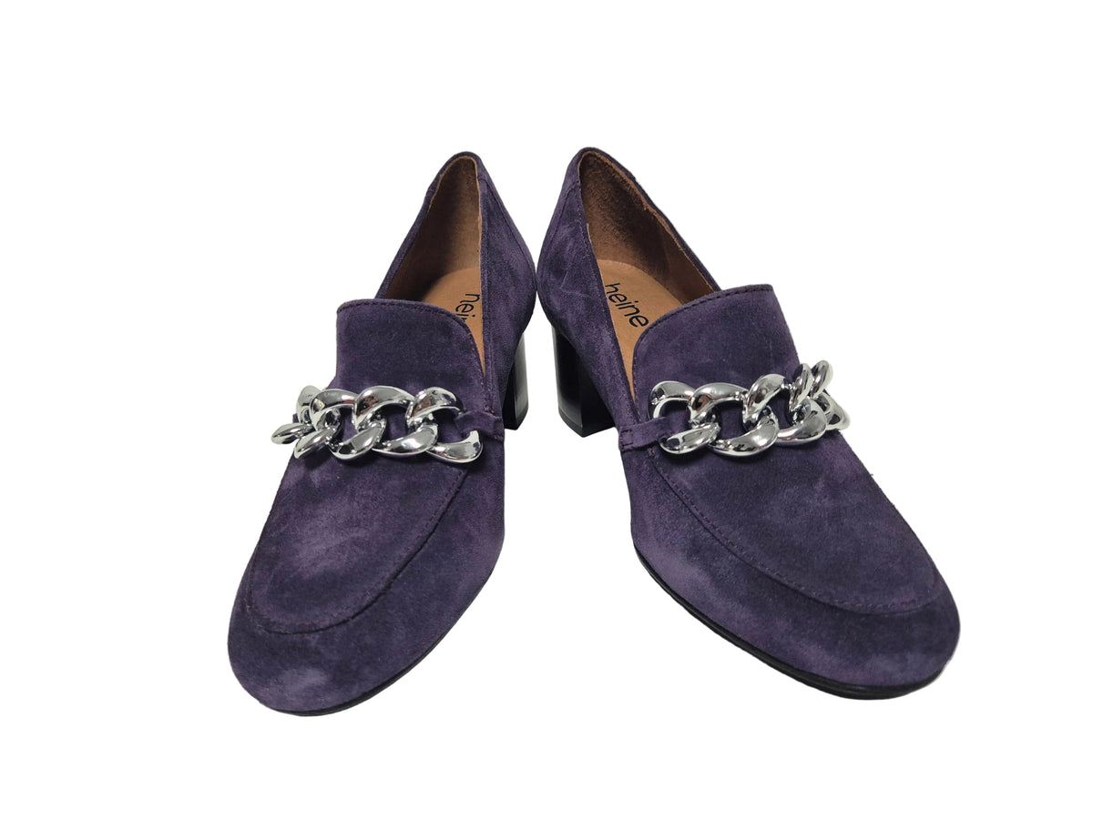 Heine Pumps Schuhe Veloursleder Blockabsatz, lila, Gr. 36
