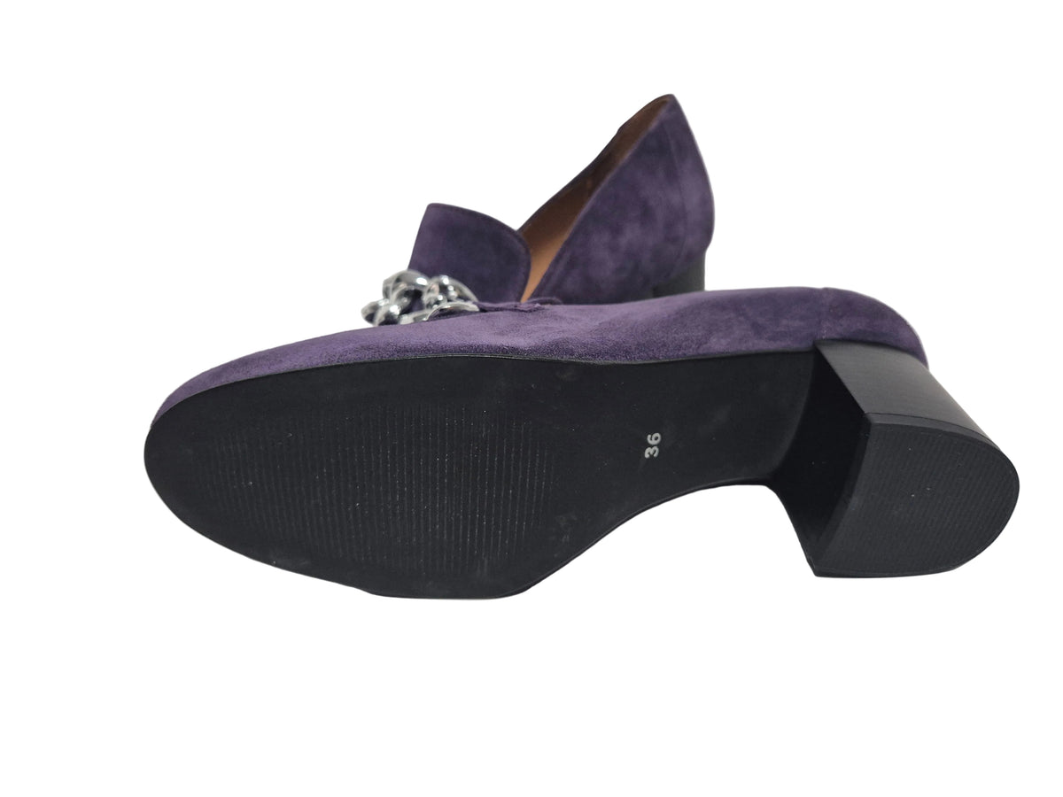 Heine Pumps Schuhe Veloursleder Blockabsatz, lila, Gr. 36