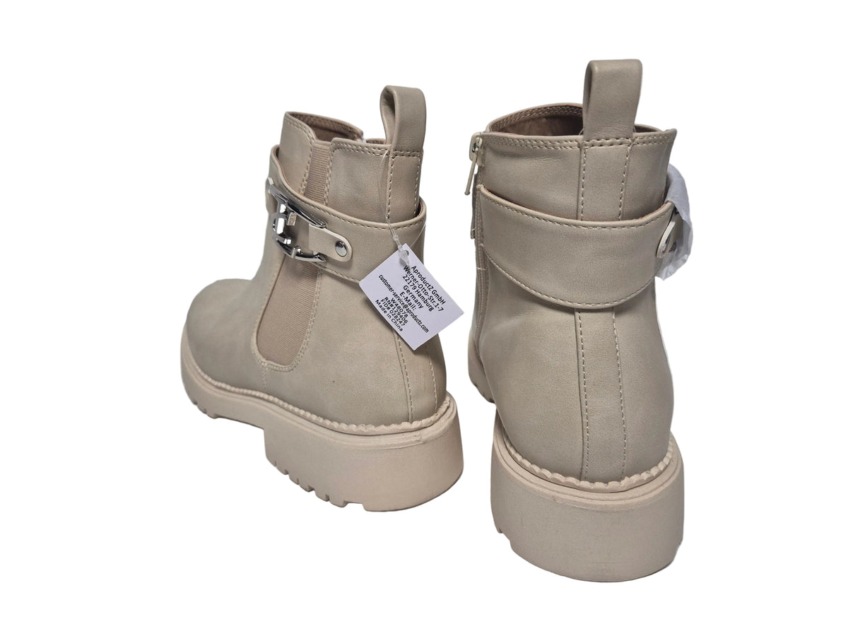 Heine Stiefeletten Boots Blockabsatz, beige, Gr. 41