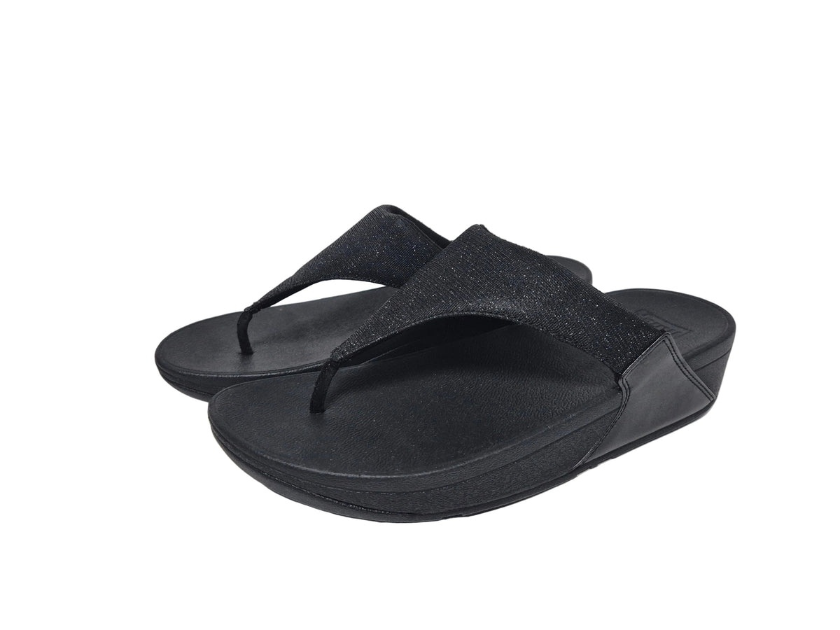 FitFlop Lulu Glitter Toe-Thongs Zehentrenner, schwarz, Gr. 41