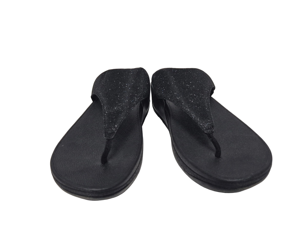FitFlop Lulu Glitter Toe-Thongs Zehentrenner, schwarz, Gr. 41