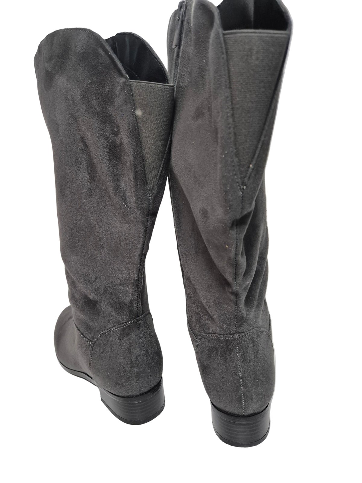 sheego Wadenhohe Weitschaftstiefel Wildleder Optik, grau, Gr. 42 XL