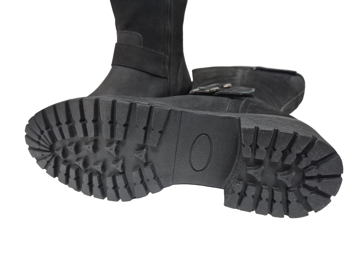 sheego Wadenhohe Weitschaftstiefel aus Leder, schwarz, Gr. 41 XXL