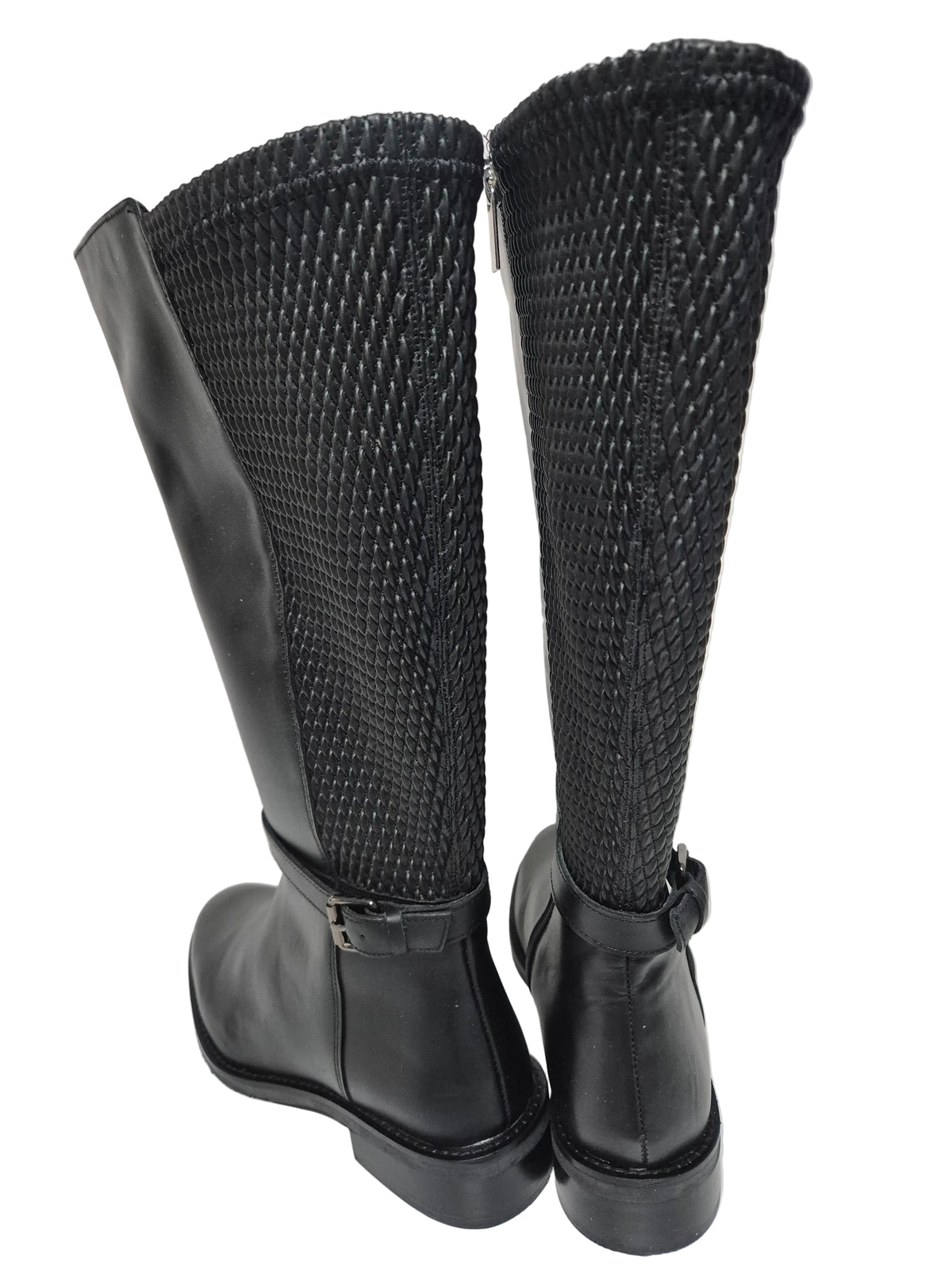 sheego Weitschaftstiefel Zierschnalle Leder, schwarz, Gr. 39 XXL