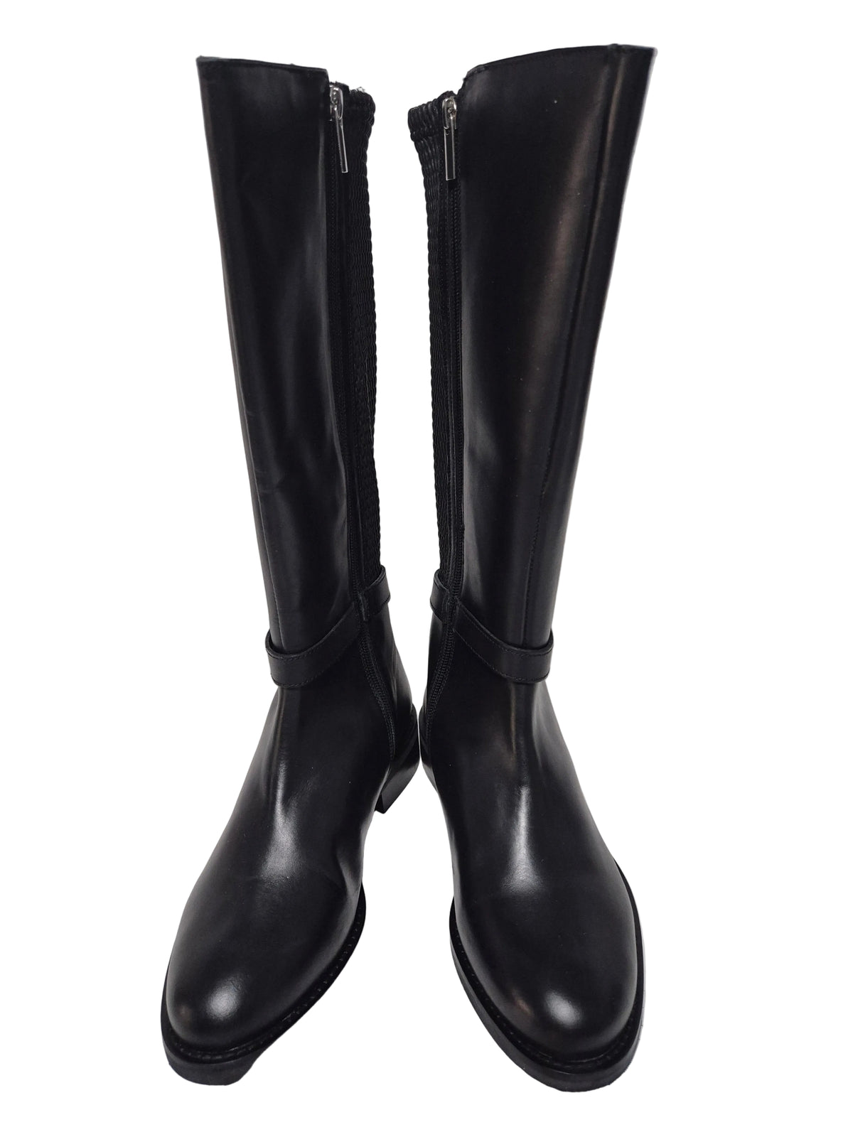 sheego Weitschaftstiefel Zierschnalle Leder, schwarz, Gr. 39 XXL