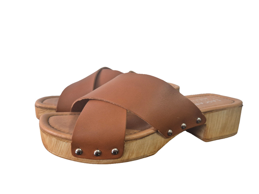 LASCANA Glogs mit Nieten Leder cognac Gr. 38