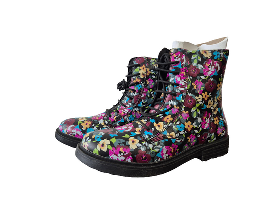 GEOX J ECLAIR GIRL D Schnürboots schwarz mit Blumen Gr. 36