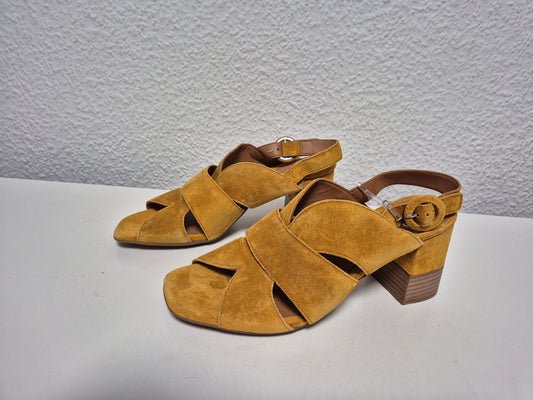 Alpe Damen Sandale, braun-gelb, Gr. 40