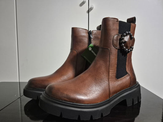 REMONTE Chelseaboots mit schöner Zierschnalle braun Gr. 36