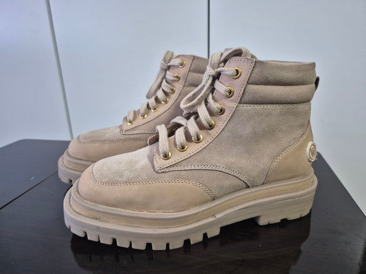 Walk London Dana Combat Ankle Boots beige Gr. 36