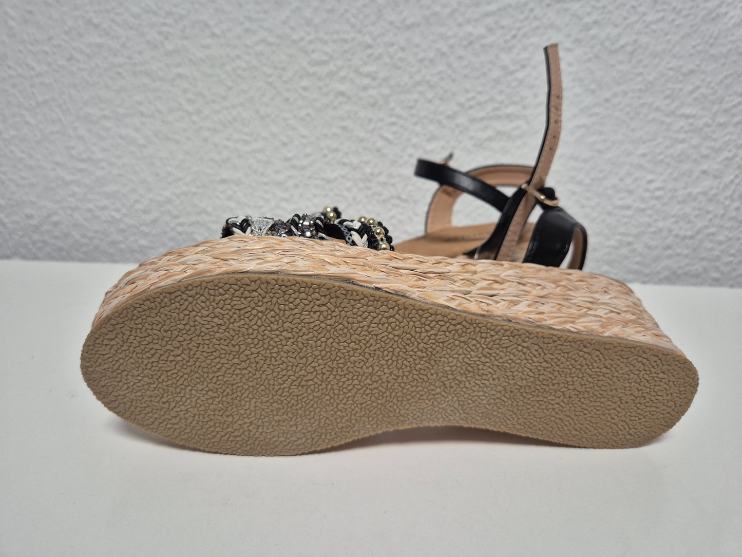ANISTON SHOES Keilsandalette Sandale, Pailletten, schwarz, Gr. 41
