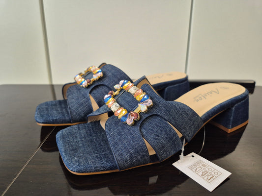 ANISTON SHOES Pantolette Sommerschuh blau Gr. 38